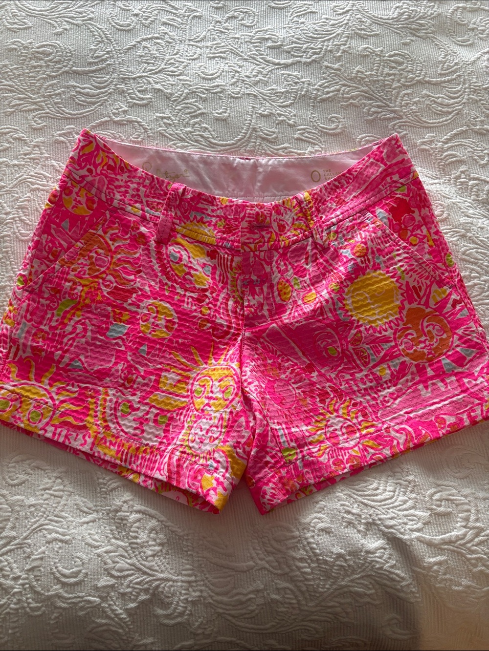 Lily pBright Pink Patterned Women's Shorts - Yellow & Pink Print